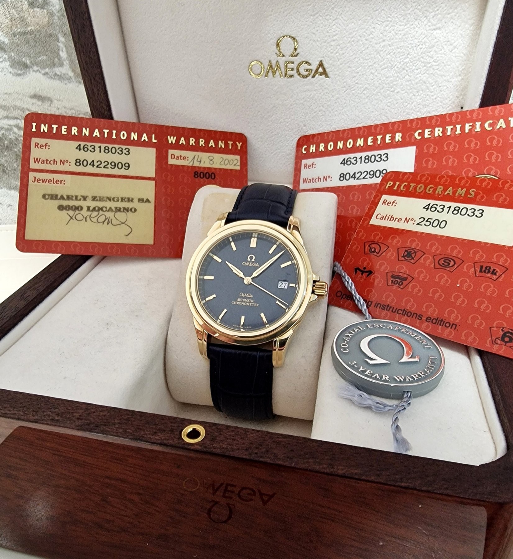 18k Omega De Ville Co-Axial blue dial - VERKOCHT 18k Omega De Ville Co-Axial blue dial - VERKOCHT