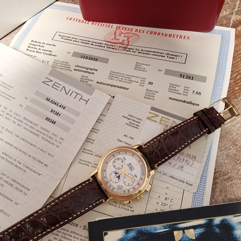 Zenith 18k El Primero Chronomaster. Complete set.