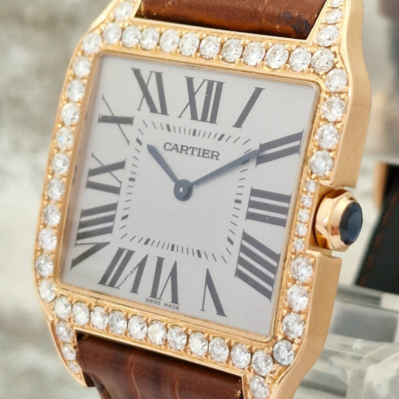 Cartier 18k Santos Dumont Diamonds
