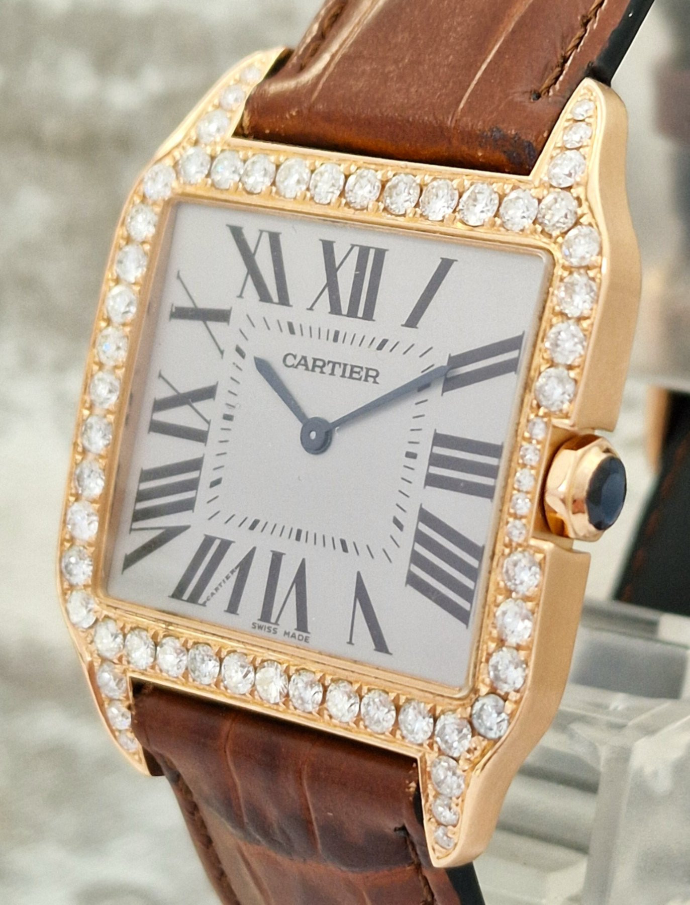 Cartier 18k Santos Dumont Diamonds