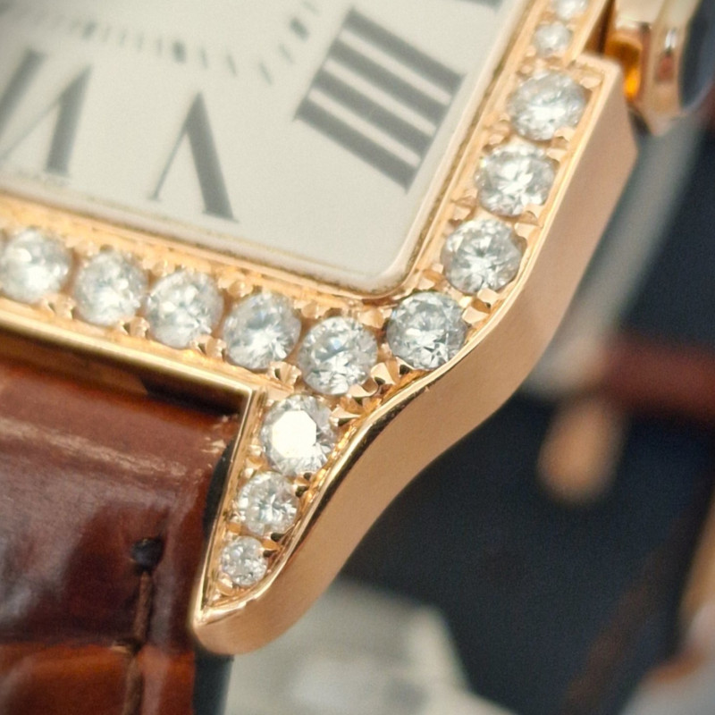 Cartier 18k Santos Dumont Diamonds