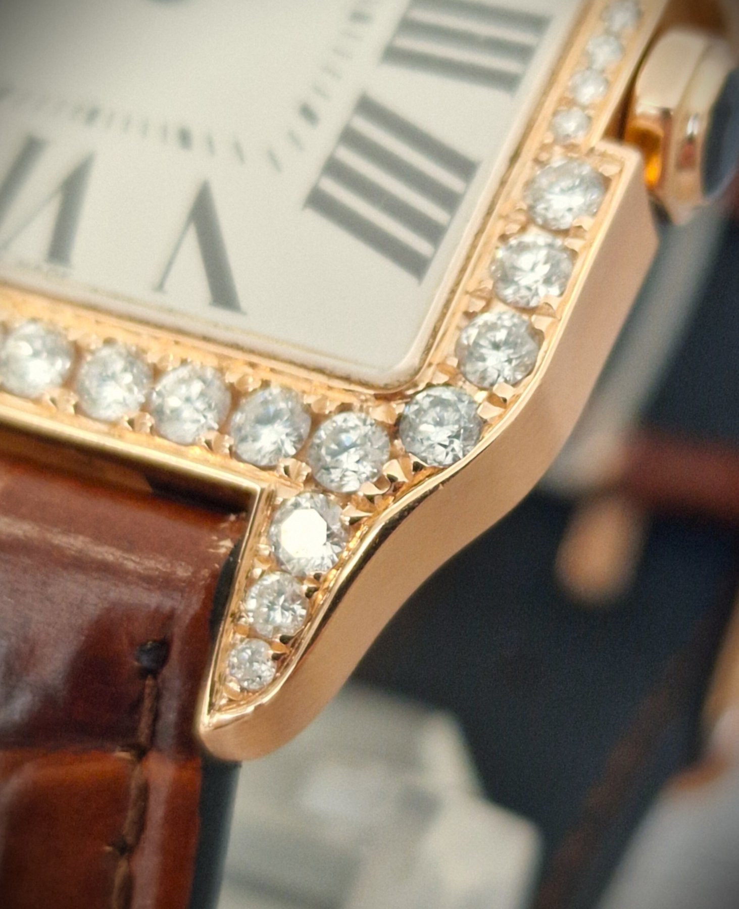 Cartier 18k Santos Dumont Diamonds
