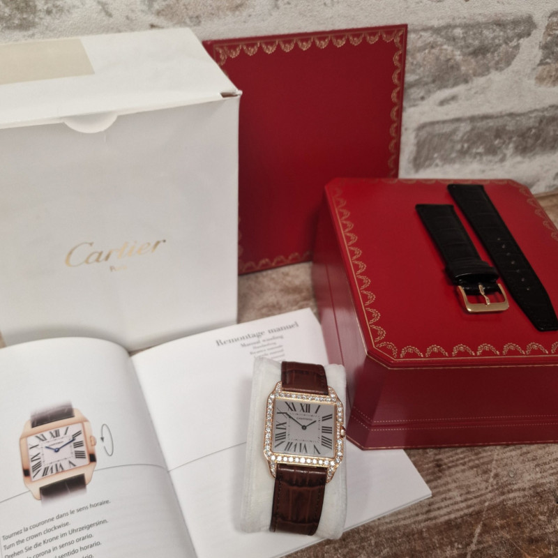 Cartier 18k Santos Dumont Diamonds