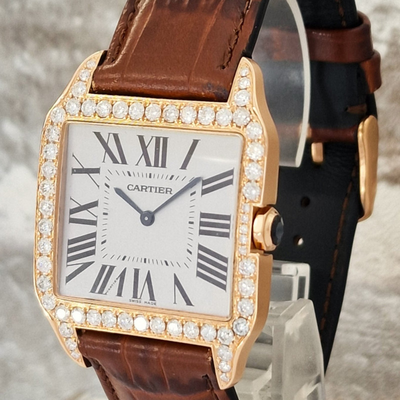 Cartier 18k Santos Dumont Diamonds