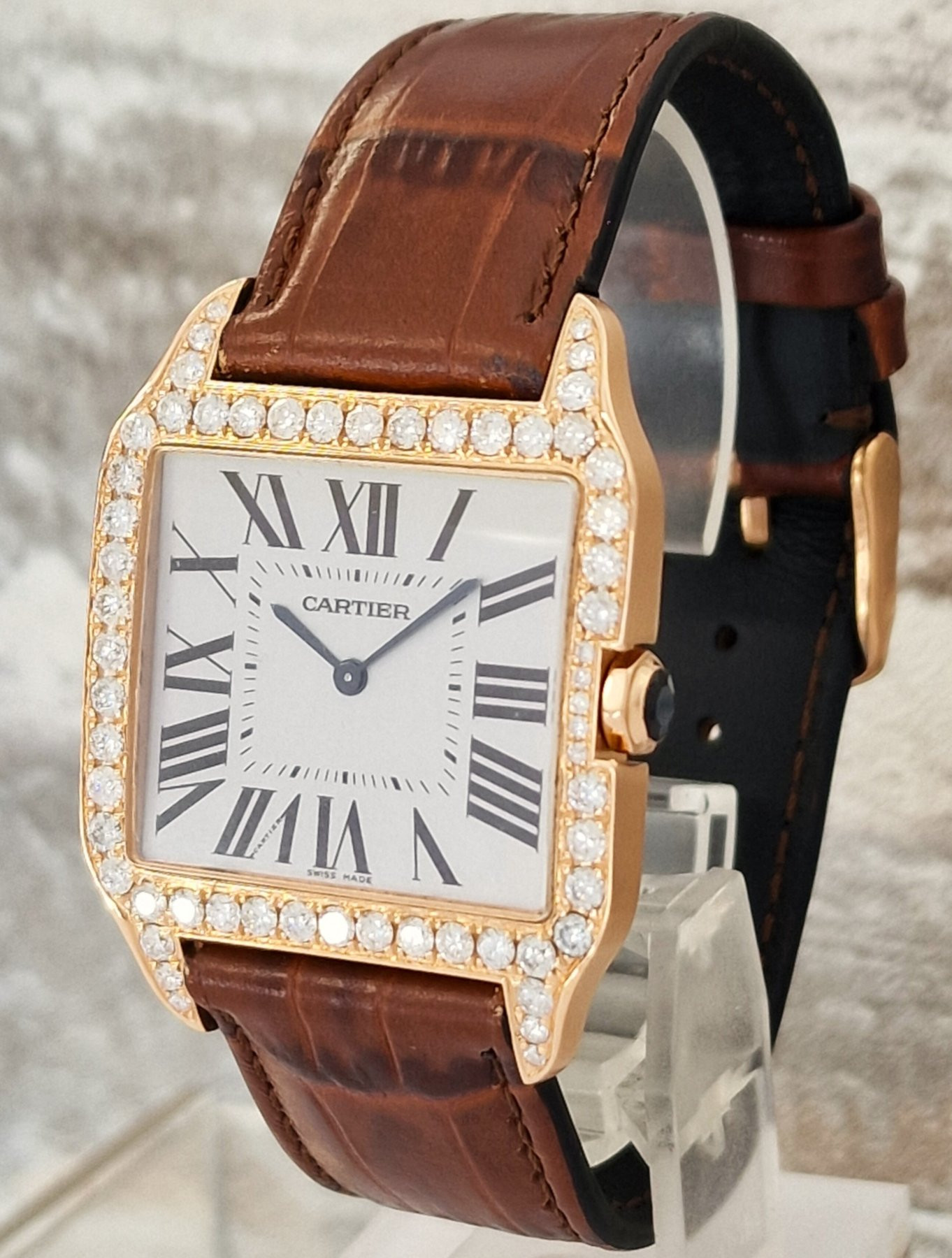 Cartier 18k Santos Dumont Diamonds