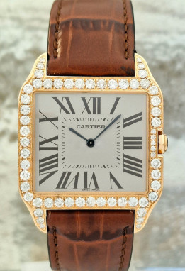 Cartier 18k Santos Dumont Diamonds
