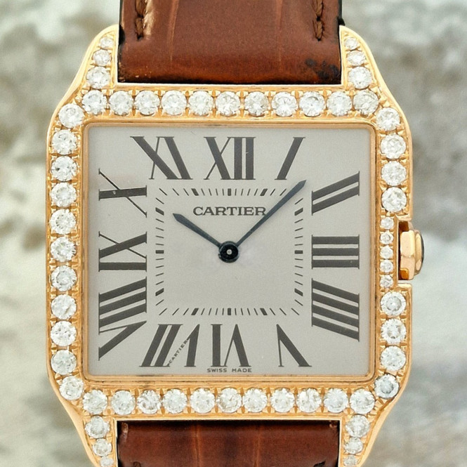 Cartier 18k Santos Dumont Diamonds