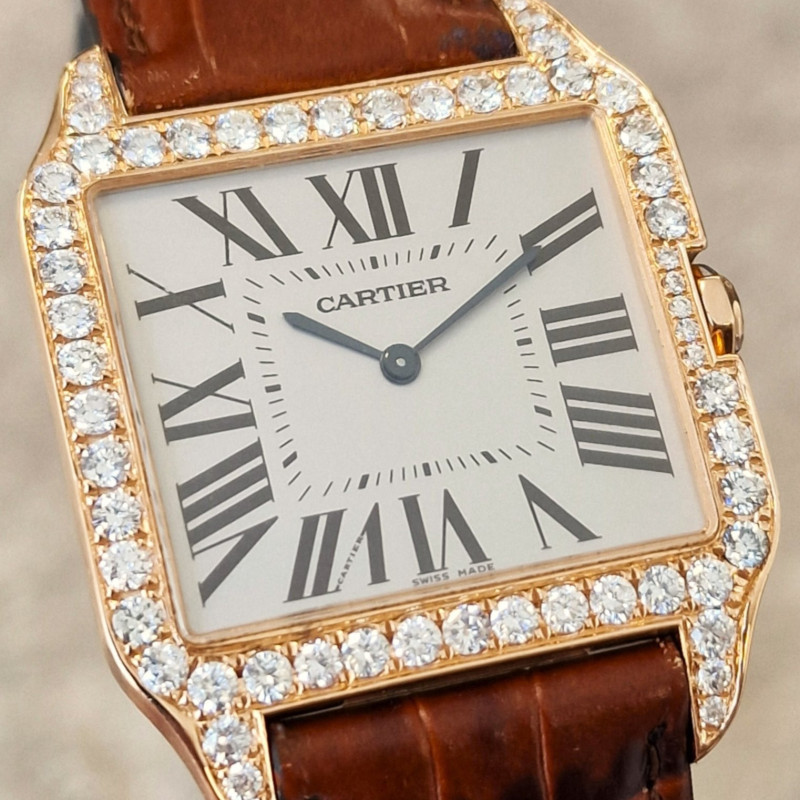 Cartier 18k Santos Dumont Diamonds