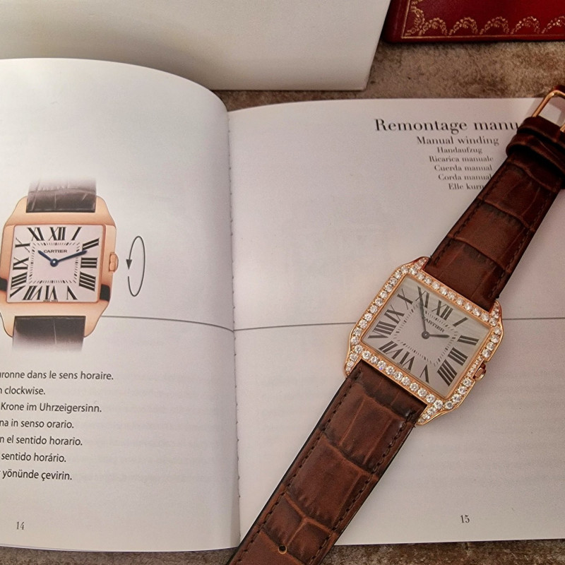 Cartier 18k Santos Dumont Diamonds