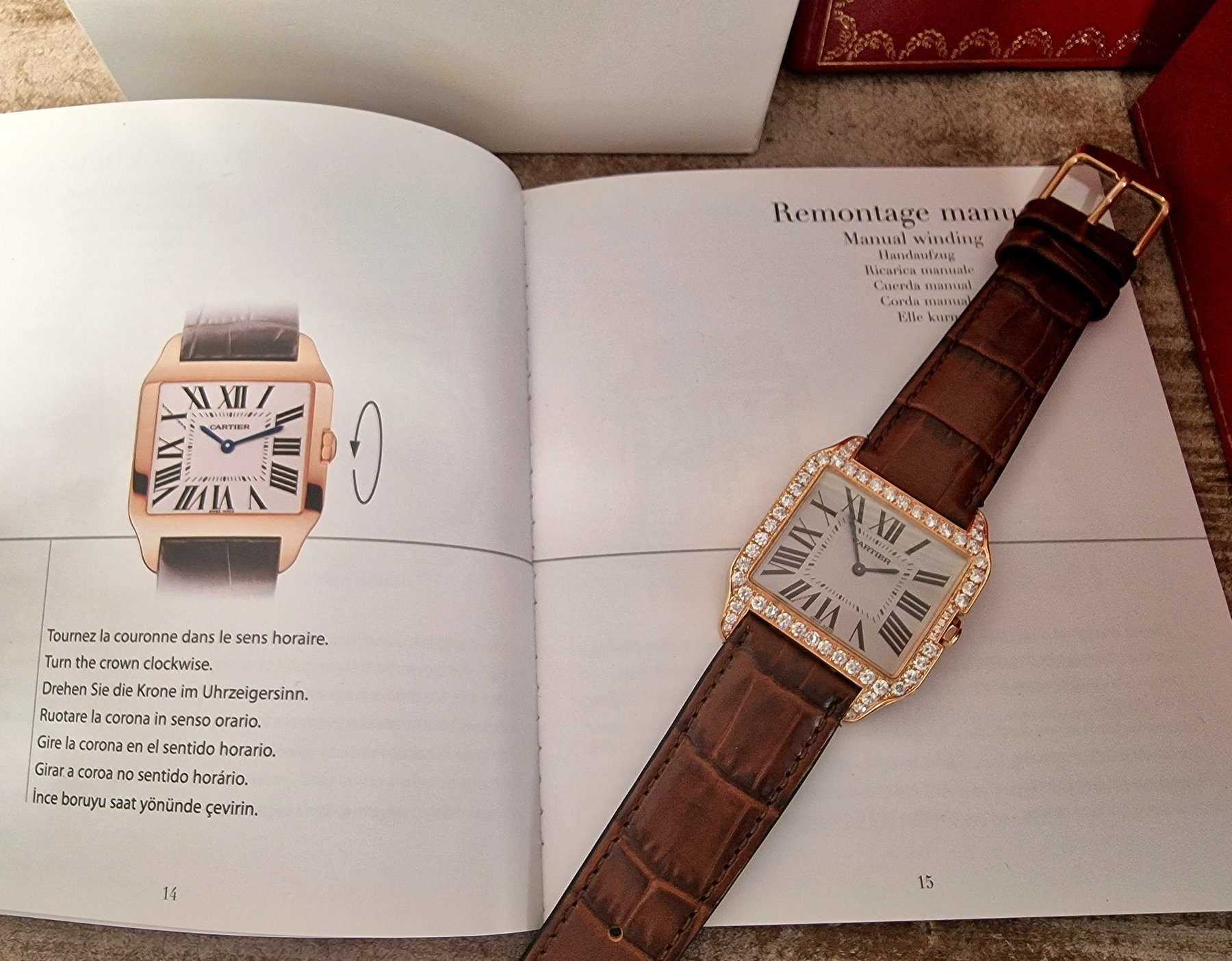 Cartier 18k Santos Dumont Diamonds