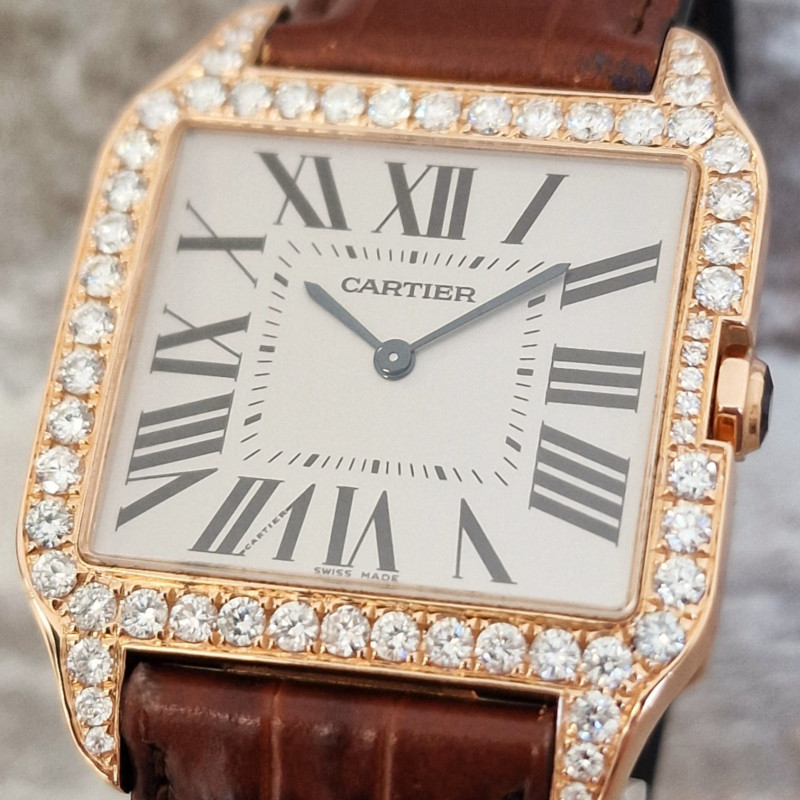 Cartier 18k Santos Dumont Diamonds