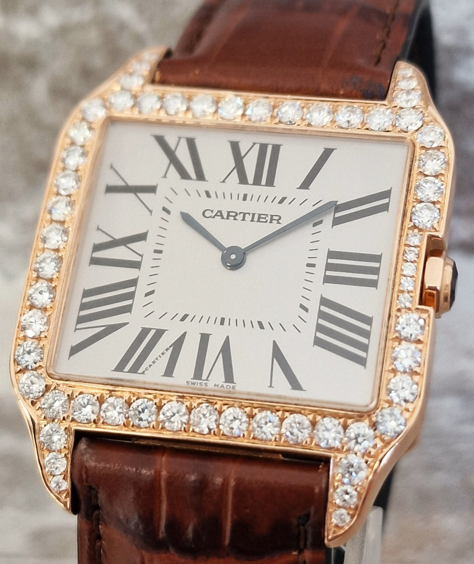 Cartier 18k Santos Dumont Diamonds