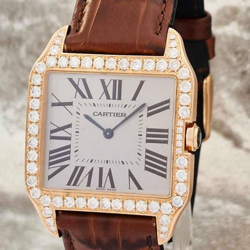 Cartier 18k Santos Dumont Diamonds