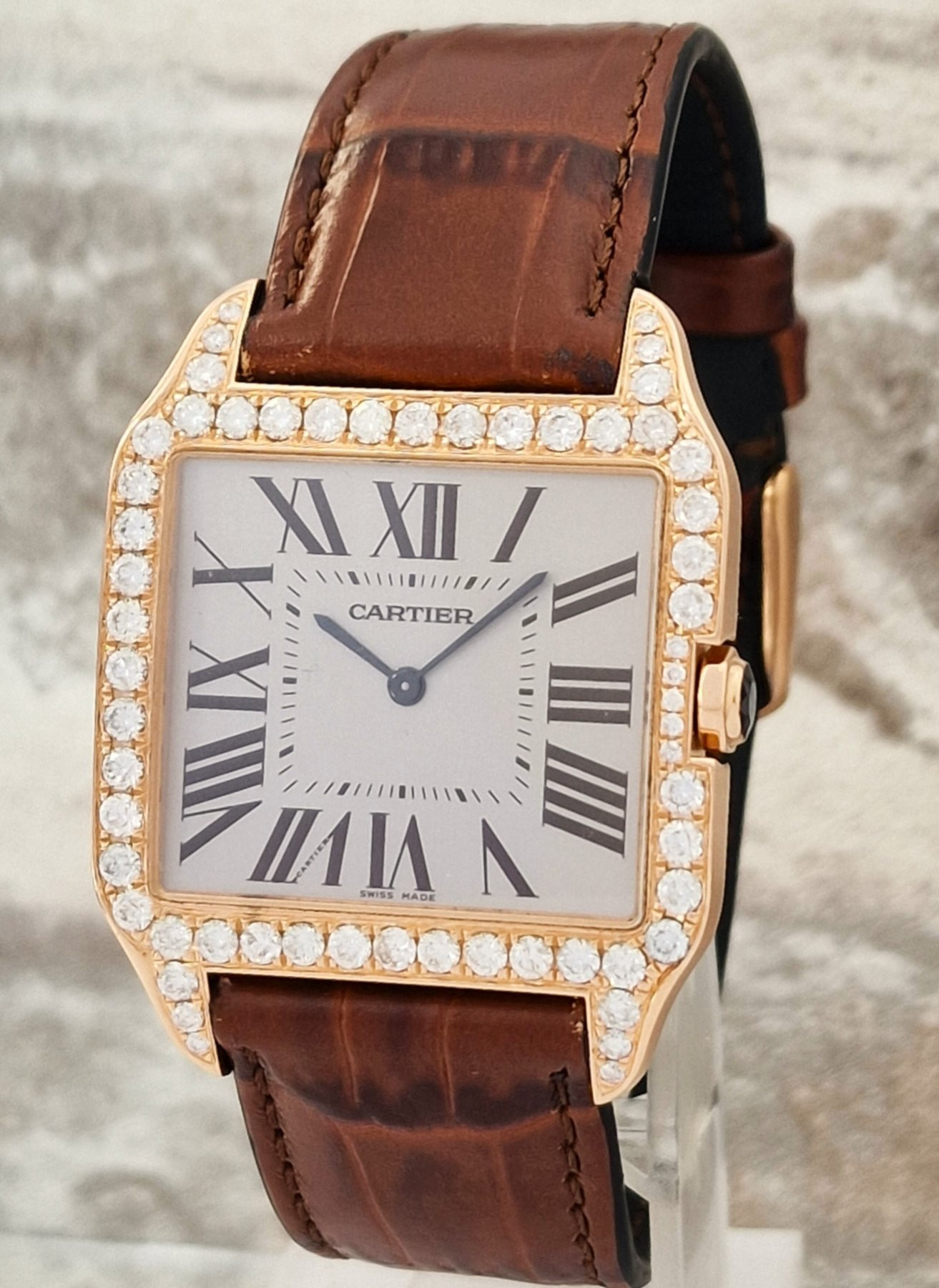 Cartier 18k Santos Dumont Diamonds