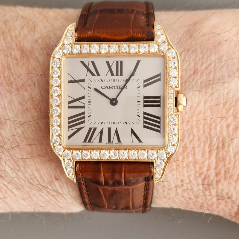 Cartier 18k Santos Dumont Diamonds