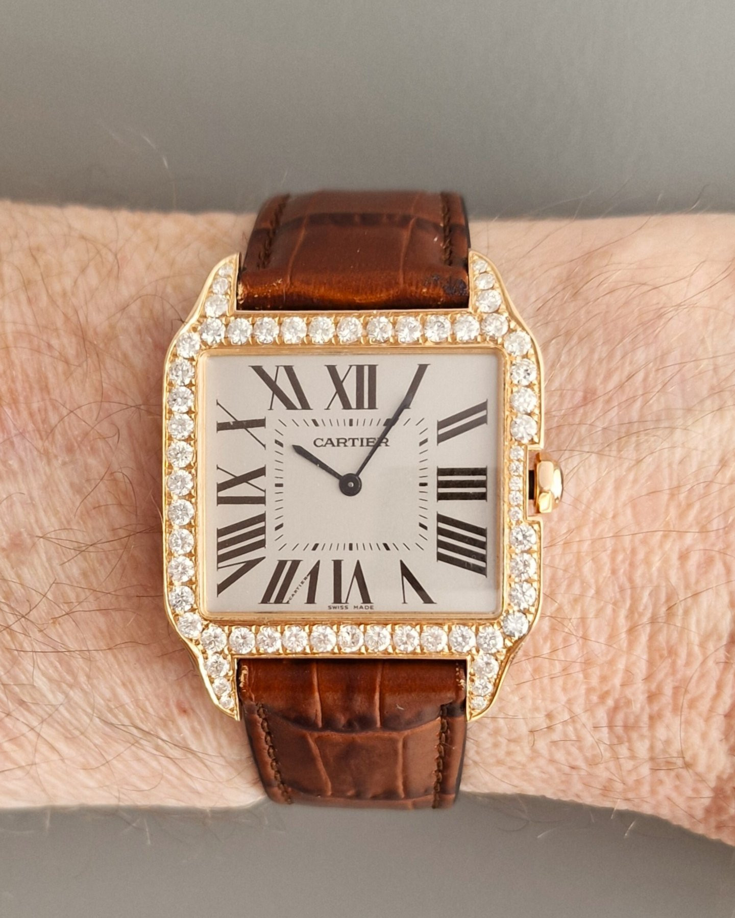 Cartier 18k Santos Dumont Diamonds
