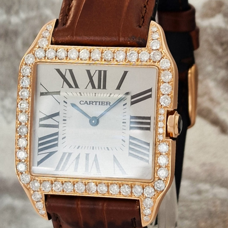 Cartier 18k Santos Dumont Diamonds