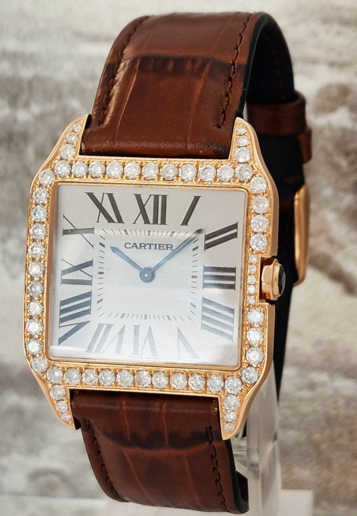 Cartier 18k Santos Dumont Diamonds