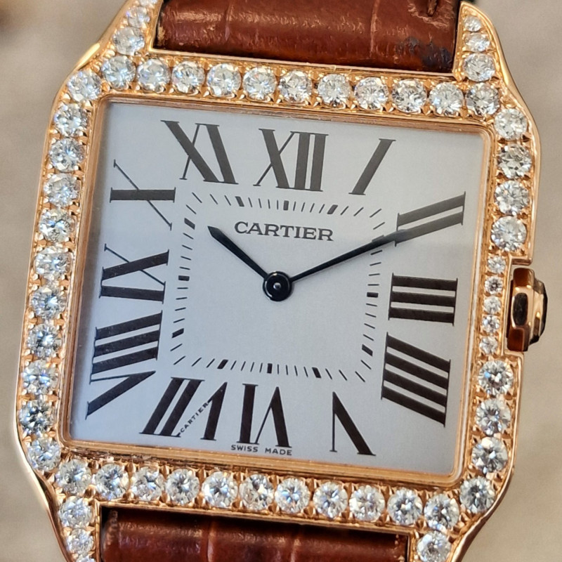 Cartier 18k Santos Dumont Diamonds