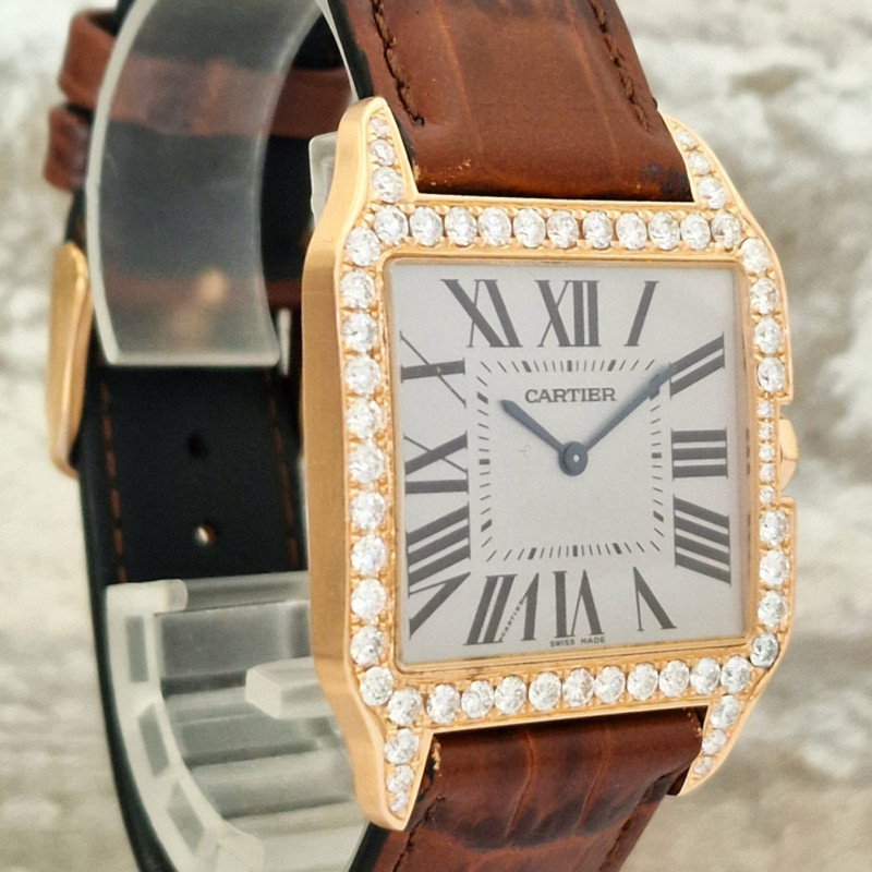 Cartier 18k Santos Dumont Diamonds