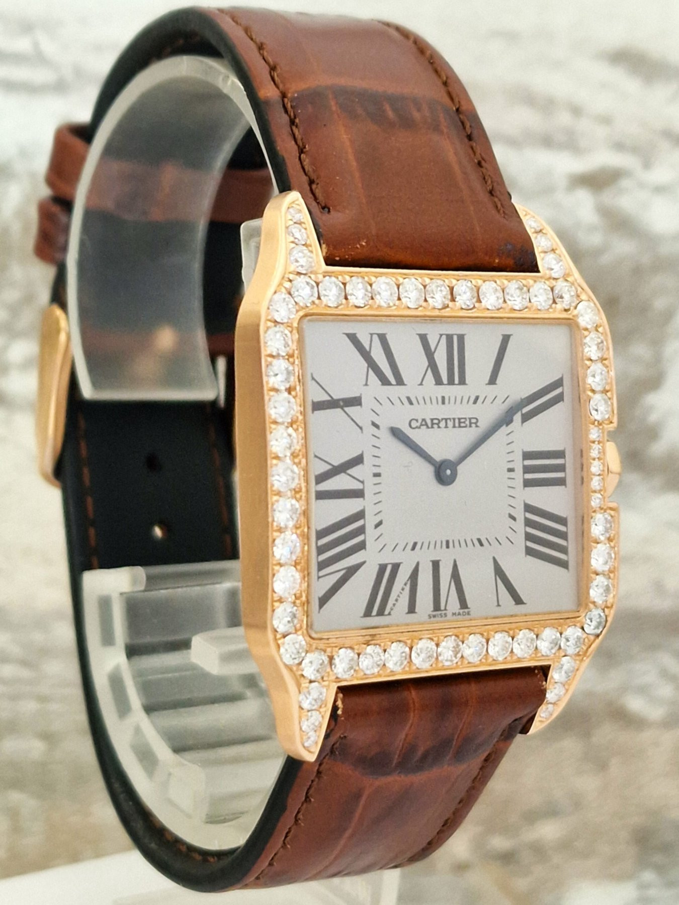 Cartier 18k Santos Dumont Diamonds