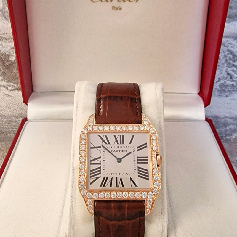 Cartier 18k Santos Dumont Diamonds