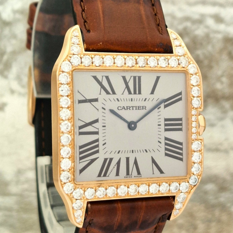 Cartier 18k Santos Dumont Diamonds