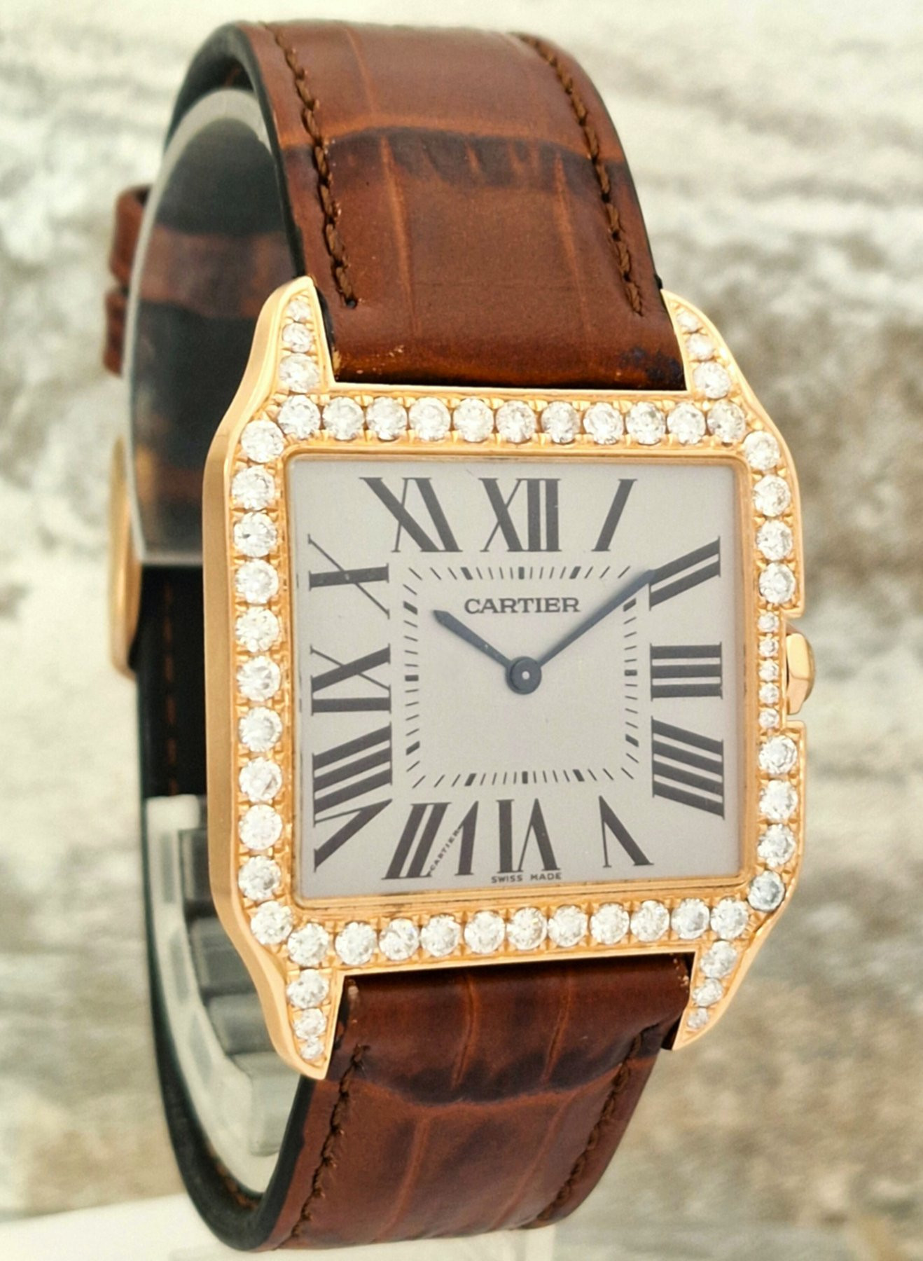 Cartier 18k Santos Dumont Diamonds